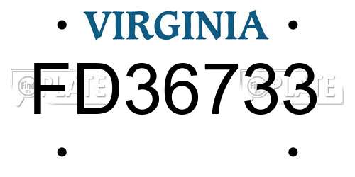 FD36733 Virginia License Plate