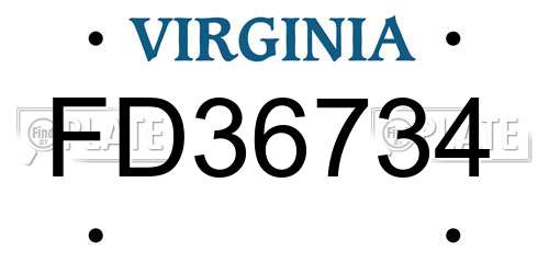 FD36734 Virginia License Plate
