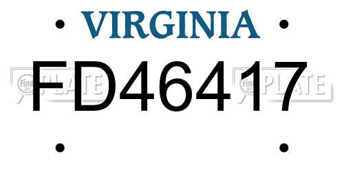 FD46417 Virginia License Plate
