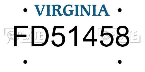 FD51458 Virginia License Plate