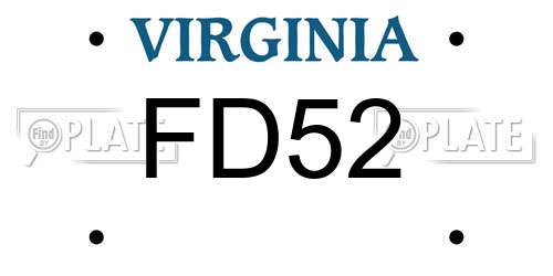 FD52 Virginia License Plate