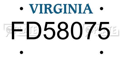 FD58075 Virginia License Plate