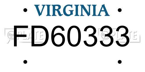 FD60333 Virginia License Plate