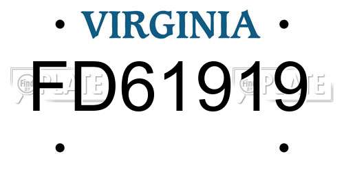 FD61919 Virginia License Plate