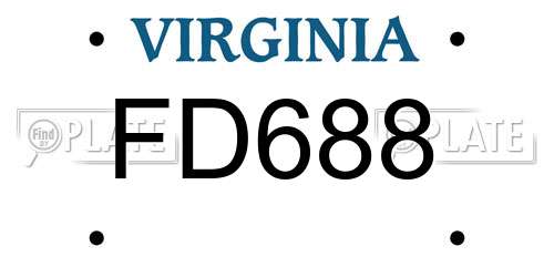 FD688 Virginia License Plate