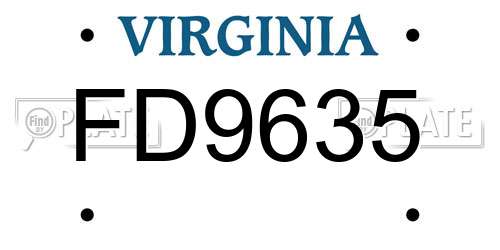FD9635 Virginia License Plate