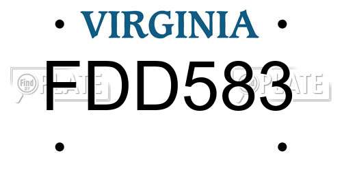 FDD583 Virginia License Plate