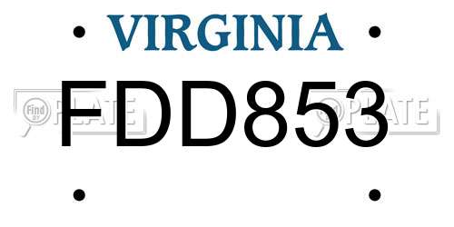 FDD853 Virginia License Plate