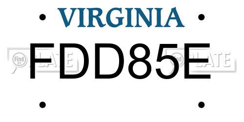 FDD85E Virginia License Plate