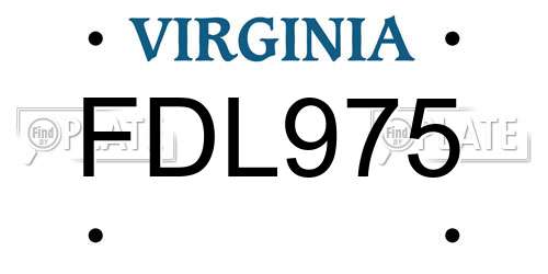 FDL975 Virginia License Plate