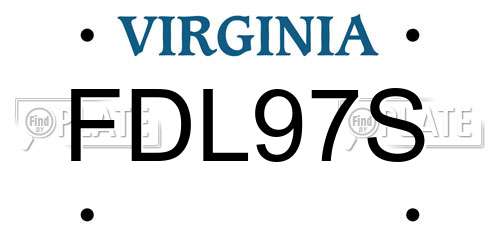 FDL97S Virginia License Plate