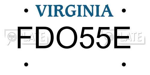 FDO55E Virginia License Plate