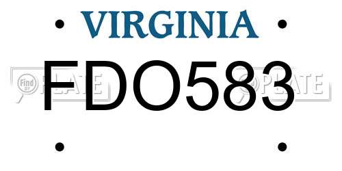 FDO583 Virginia License Plate