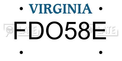 FDO58E Virginia License Plate