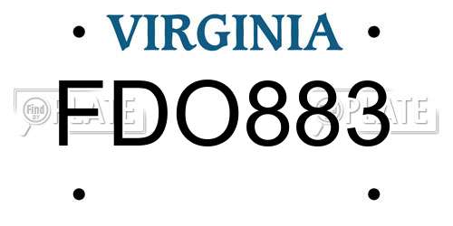FDO883 Virginia License Plate