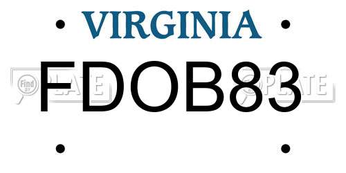 FDOB83 Virginia License Plate