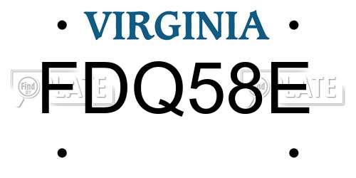 FDQ58E Virginia License Plate