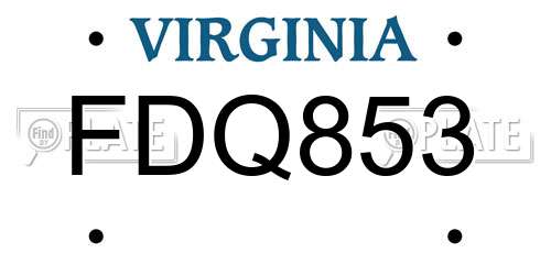 FDQ853 Virginia License Plate