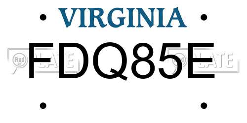 FDQ85E Virginia License Plate