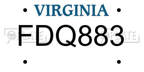 FDQ883 Virginia License Plate