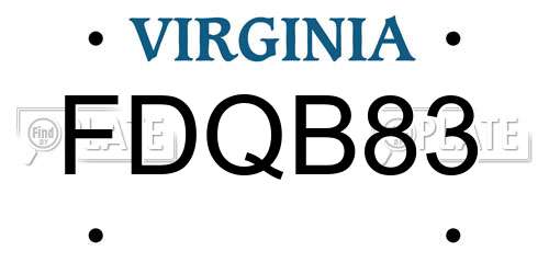 FDQB83 Virginia License Plate