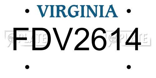 FDV2614 Virginia License Plate