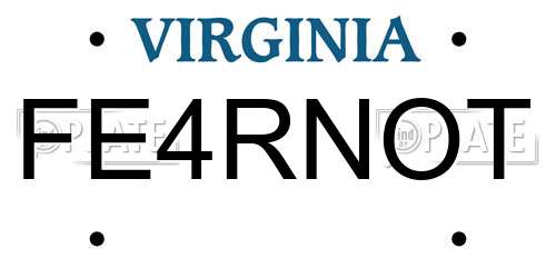 FE4RNOT Virginia License Plate