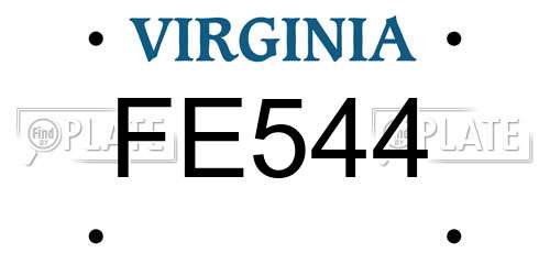 FE544 Virginia License Plate