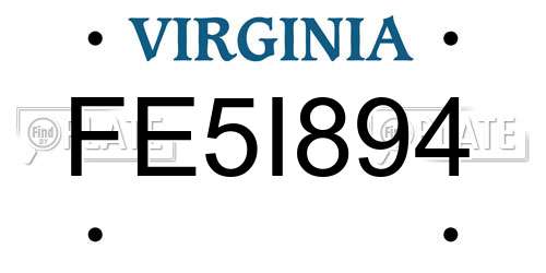 FE5I894 Virginia License Plate
