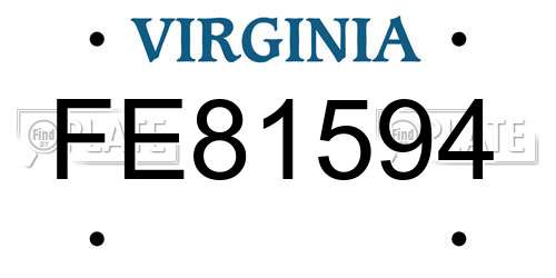 FE81594 Virginia License Plate