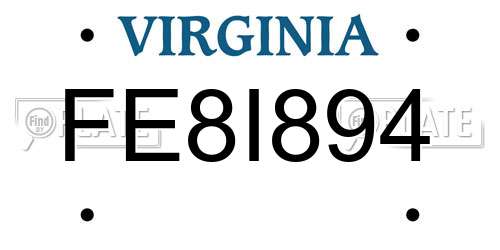 FE8I894 Virginia License Plate