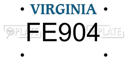 FE904 Virginia License Plate