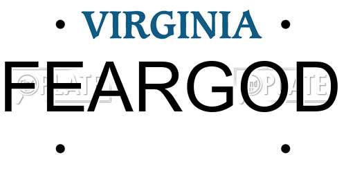 FEARGOD Virginia License Plate