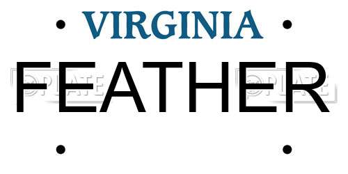 FEATHER Virginia License Plate