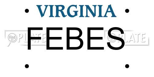 FEBES Virginia License Plate