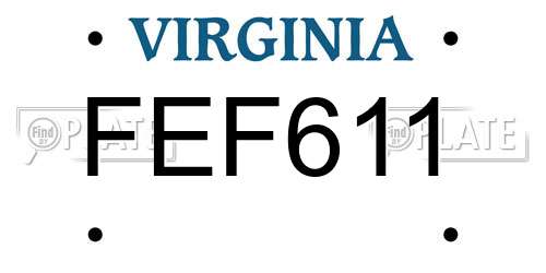 FEF611 Virginia License Plate