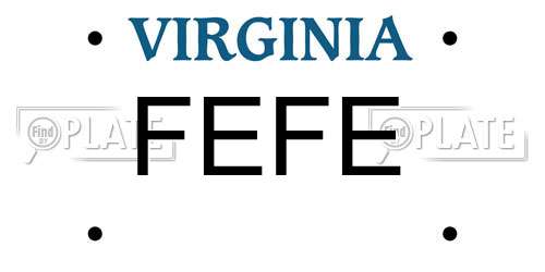 FEFE Virginia License Plate