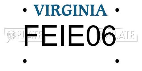 FEIE06 Virginia License Plate