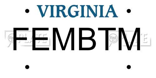 FEMBTM Virginia License Plate