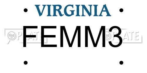 FEMM3 Virginia License Plate