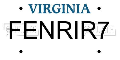 FENRIR7 Virginia License Plate