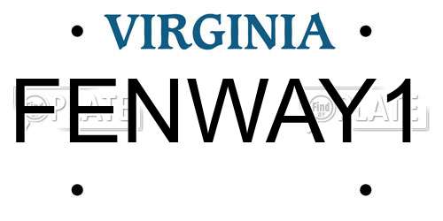 FENWAY1 Virginia License Plate