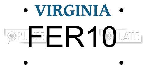 FER10 Virginia License Plate