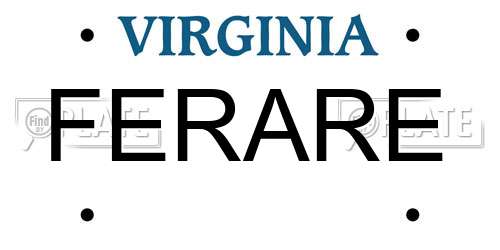 FERARE Virginia License Plate