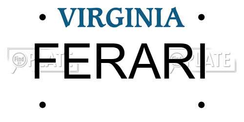 FERARI Virginia License Plate