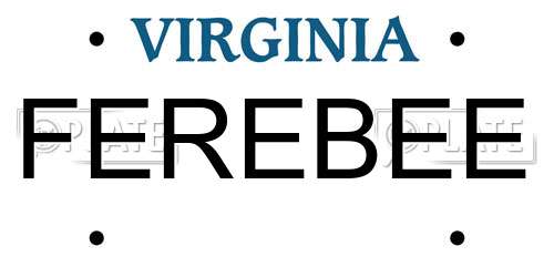 FEREBEE Virginia License Plate