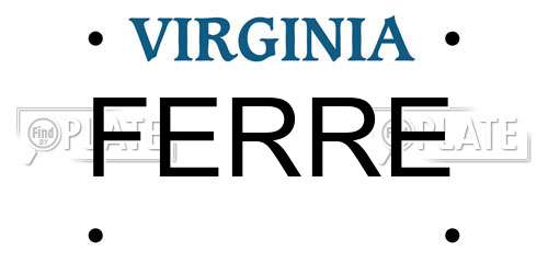 FERRE Virginia License Plate