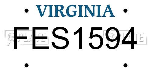 FES1594 Virginia License Plate