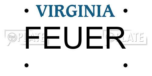 FEUER Virginia License Plate