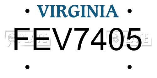 FEV7405 Virginia License Plate